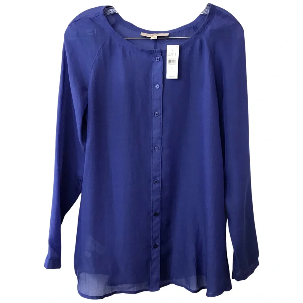 LOFT blue sheer cover up, NWT, women’s small - Picture 1 of 8